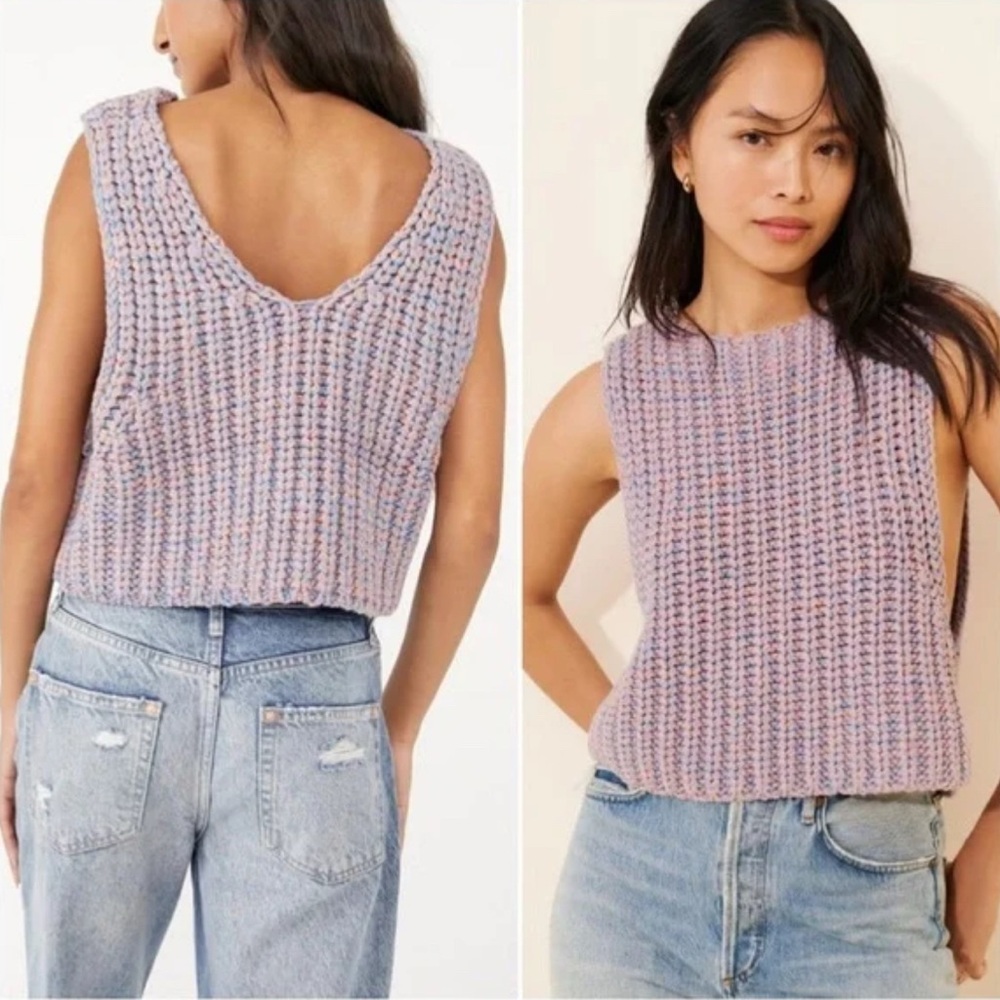 Free People Purple Knit Sleeveless Sweater